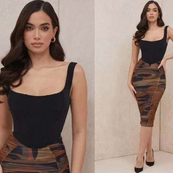 NWOT House of CB 'Ninetta' Black Mesh Corset - Picture 2 of 4